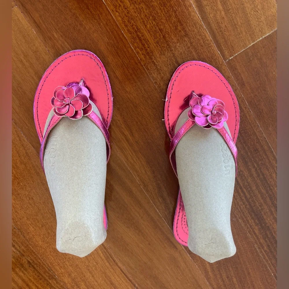 GAP GIRLS SANDALS SLIPPERS METLIC PINK SZ 3/4